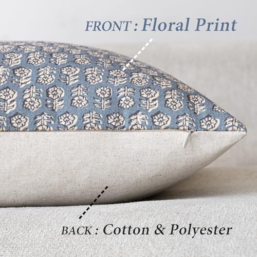 Foindtower Decorative Floral Print Throw Pillow Covers 18×18 Dusty Blue - color: Lake, size: 18" x 18" (Pack of 2)