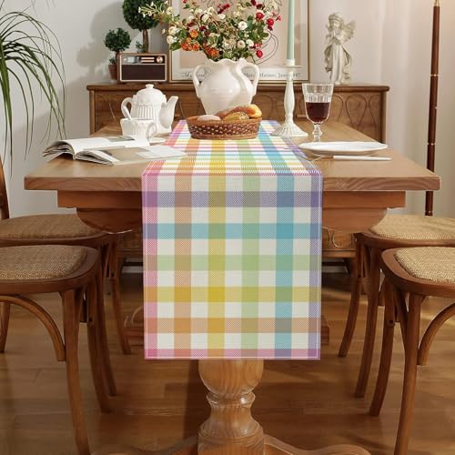 ONFAON Easter Buffalo Plaid Check Table Runner Spring Holiday Decoration Farmhouse Home Dining Room Kitchen Table Decor (13" x 72") - size: Easter01