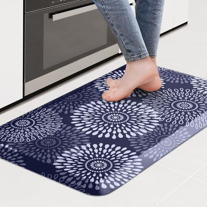 Kitchen Mat Water-Resistant Kitchen Rugs Cushioned Anti-Fatigue Floor Mat - color: Blue, size: 28"L x 17.3"W x 0.5"Th