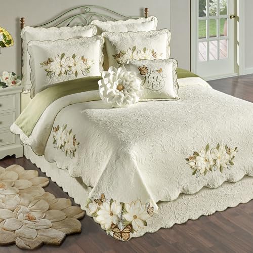 Sweetbay Garden Luxury Ivory Matelasse Bedding, Queen, 4 Pc Set - size: 4 Piece Queen Coverlet Set