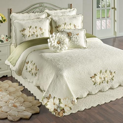 Sweetbay Garden Luxury Ivory Matelasse Bedding, Queen, 4 Pc Set - size: 4 Piece Queen Coverlet Set