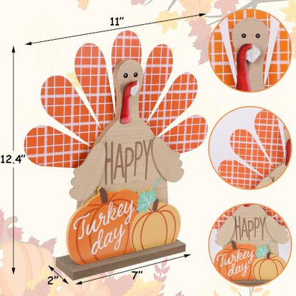 Zcaukya Thanksgiving Table Decorations Wooden Turkey Fall Centerpieces - size: style 3