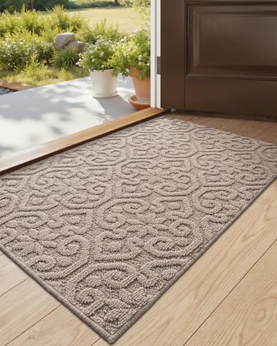 DEXI Front Door Mat Indoor Entrance, 17x30 Entryway Doormat, Blush Beige - color: Beige, size: 17" X 30" (Rectangular)