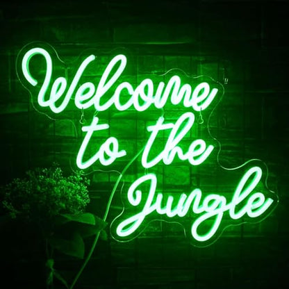 Welcome to the Jungle Neon Sign Wedding Led Sign Jungle Neon Light - color: Colorful-A-jungle green