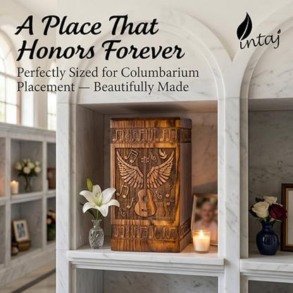 Guitar Wings Wood Urn for Human Ashes, XX-Large 640 Cu in, Rosewood - color: Rosewood, size: XX-Large (640 Cu In, Companion)