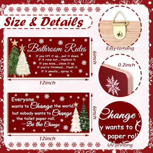 Jetec 2 Pcs Christmas Bathroom Decor Wooden Sign 12 x 6 Inch - style: Christmas Tree Style