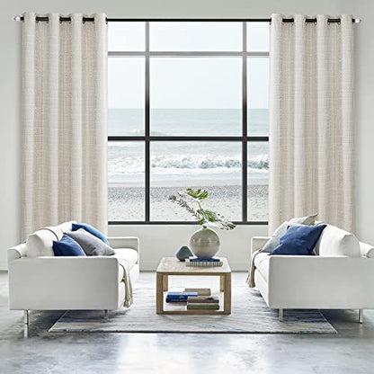 Beige and Silvery 100% Blackout Polyester Geometric Pattern Curtains, 52 Inch Wide 108 Inch Length 2 Panels, Thermal Insulated Noise Reducing Anti-Rust Grommet Drapes for Bedroom Living Room - color: Beige and Silvery, size: 52"W x 108"L (Pack of 2)