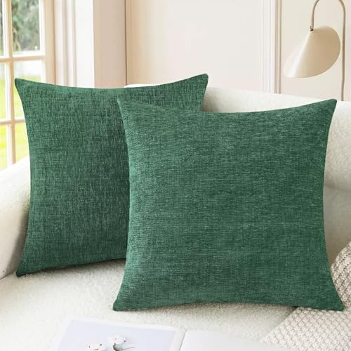 CaliTime Decorative Couch Throw Pillow Covers 16 X 16 Inches Dark Green - color: Dark Green, size: 16" x 16" (Pack of 2)