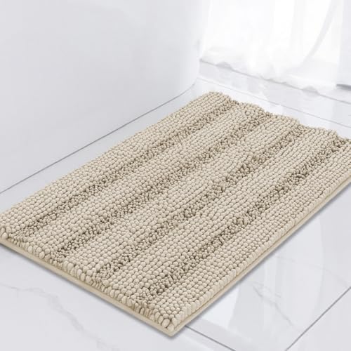 Turquoize Small Bathroom Rug 17x24, Soft Absorbent Chenille Bath Rug, Fog - color: Fog, size: 17" x 24"