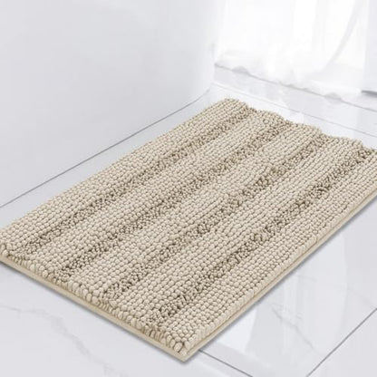 Turquoize Small Bathroom Rug 17x24, Soft Absorbent Chenille Bath Rug, Fog - color: Fog, size: 17" x 24"