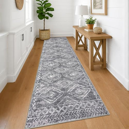 KILOCOCO Hallway Runner 3x12 ft Washable Runner Rug Non Slip, Grey - color: Grey, size: 3' x 12' (Runner)