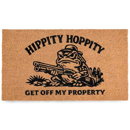 Hippity Hoppity Get Off My Property Door Mat 30x17 Inch, Frog Welcome Mat