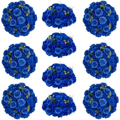 Royal Blue Flowers Balls Centerpieces: 11.8in Diam, Set of 10 - color: Royal Blue, size: 11.8" Diam - 10 PCS