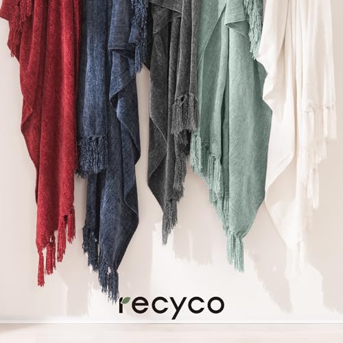 RECYCO Chenille Christmas Throw Blanket for Couch, 50"x60", Christmas Red - color: Red, size: 50'' X 60''