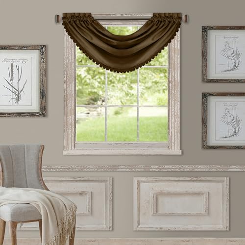 All Seasons Waterfall Window Valance, Chocolate - 52" W x 36" L - color: Chocolate