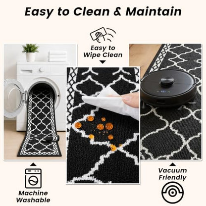 3 Piece Kitchen Rugs, Non Slip Waterproof Mats for Home(Black) - color: Black, size: 3-SET