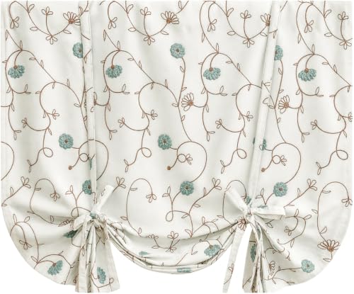 VOGOL Blue Floral Tie-Up Curtain Shade, 42 x 63 Inches - color: Blue, size: 42"W x 63"L (Pack of 1)