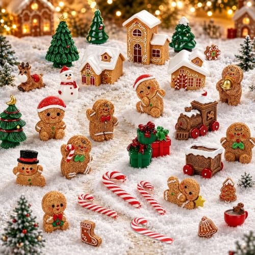 36 PCS Christmas Gingerbread Mini Figurines Tiny Resin Miniature Decoration - color: Christmas Gingerbread