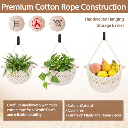 Honeydak 3 Hanging Baskets, Cream, Scalloped Edge - color: Cream, style: Scalloped Edge