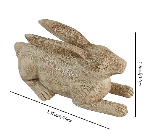 Hymmah Rabbit Statue Sculpture Home Decor Rustic Home Decorations for Living Room, Boho Resin Animal Collectible Figurines for Indoor Decor - style: rabbit beige