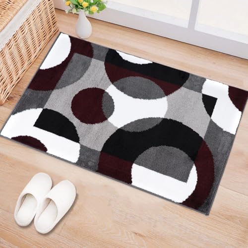 Rugshop Circles Modern Soft Living Room Bedroom Area Rug Burgundy 2' x 3' - size: 2' x 3' (Rectangular)
