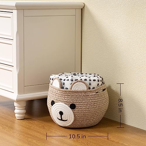 CherryNow Baby Basket for Gifts Empty, Cute Bear Design, Light Brown - color: Light Brown, size: 10.5"D x 8.5"H