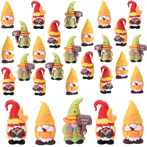 30 Pcs Fall Mini Gnomes Figurines, Thanksgiving Miniature Gnome Ornaments - color: Thanksgiving, size: 30 Pcs