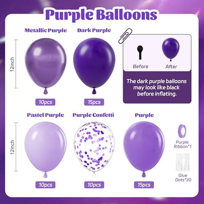 60pcs Purple Balloons 12inch with Metallic Pastel Dark Purple Balloons - color: Dark Purple