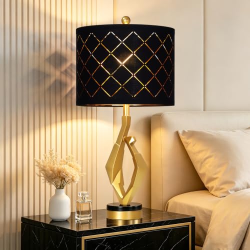 CINSARY 30" Tall Black and Gold Table Lamp for Living Room Bedroom Single - color: Gold Black-1