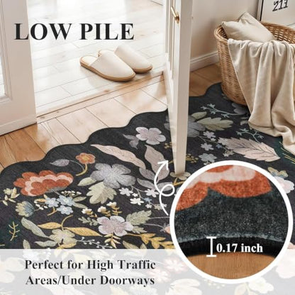 Bathroom Rugs 30x20 Bath Mat: Boho Washable Low-Pile Thin Door Mat Black - color: Black, size: 1'7" x 2'6" (Rectangular)
