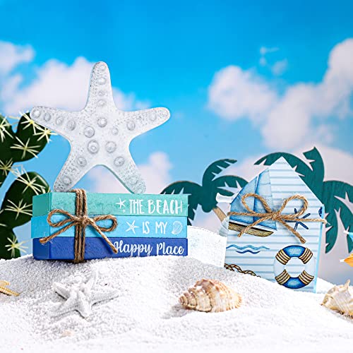 Blulu 5 Pcs Beach Decorations for Home, Summer Beach Wood Table Decor - style: Summer