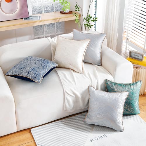 HPUK Jacquard Throw Pillow Covers 18x18 Inch, Soft Textured, Set of 2 - color: Hp-green