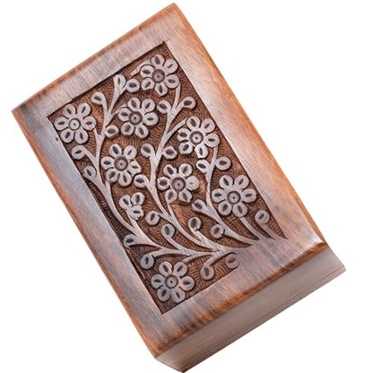Handcrafted Keepsake Wooden Urn Box for Ashes - Beautiful Wooden Urn Tree of Life Design Handmade Rosewood Cremation Urns - Small Wood Box Cremation urns - size: Medium