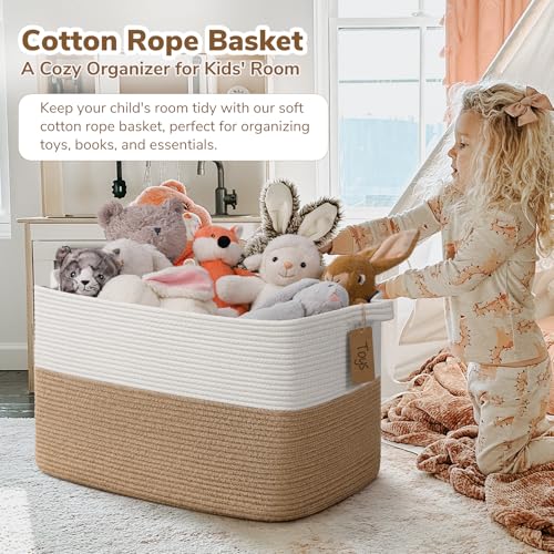 Goodpick 75L Extra Large Woven Rope Blanket Basket, Rectangle, Jute - color: Jute, size: 22"L x 17"W x 12"H