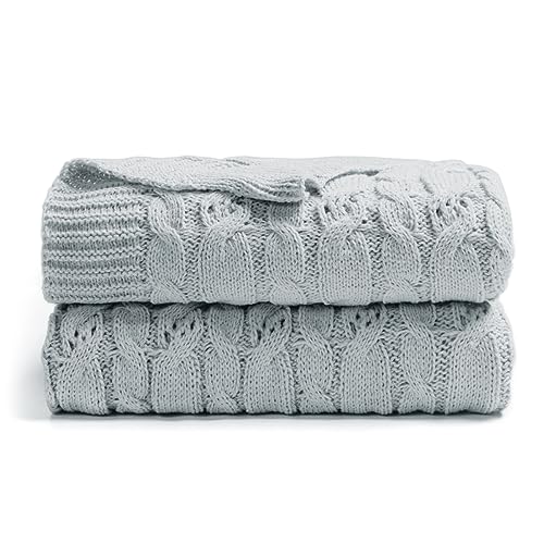 Carriediosa Cable Knit Woven Chenille Throw Blanket 50" x 60" Light Grey - color: Light Grey, size: 50" X 60"