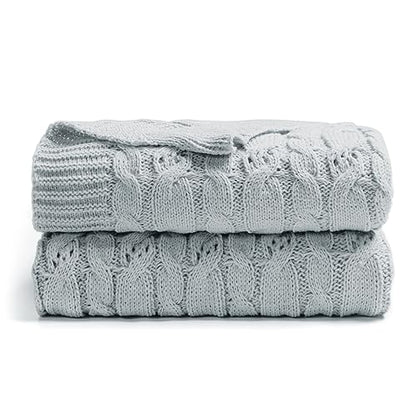Carriediosa Cable Knit Woven Chenille Throw Blanket 60" x 80" Light Grey - color: Light Grey, size: 60" X 80"
