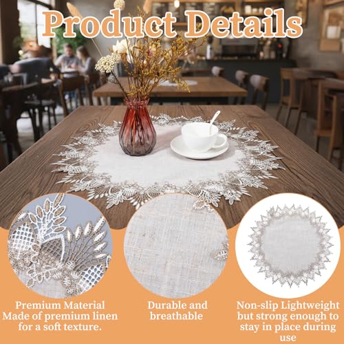 23.6 Inch Round Linen Doily, Gray Linen Doily Scarf Place Mats