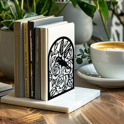 Peacoblue 5.3"x4.3"x7.9" Metal Bookends, Heavy Duty Book Ends for Shelves - color: Hummingbird