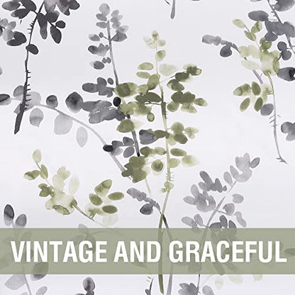 H.VERSAILTEX Valance for Kitchen Windows/Bathroom/Living Room/Bedroom Blackout Window Valance Thermal Insulated Rod Pocket Valance Curtains, 52" W x 18" L, 1 Panel, Floral Pattern in Grey and Sage - color: Grey/Sage