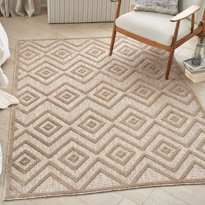Nourison Home Versatile Natural Beige 6' x 9' Area Rug - Easy Clean, Non Shedding, Bed Room, Living Room, Dining Room, Kitchen (6' x 9') - color: Natural Beige, size: 6' x 9' (Rectangular)