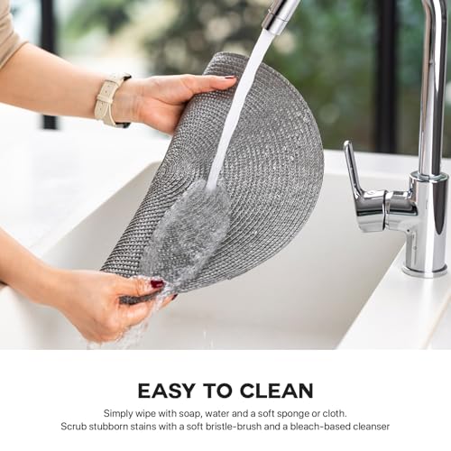 Baroyal Round Placemats Set of 8 Plastic Woven Placemats Washable Wipeable Table Mats for Dining Table Heat Resistant Non-Slip Circle Place Mats (Gray) - color: Gray
