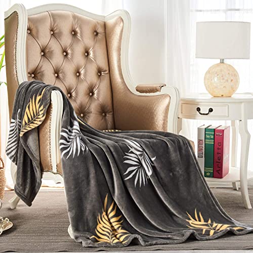 Plush Blanket Throw, Flannel Fleece, Soft Microfiber, 50" x 60", Black, Solid, Modern, Pill Resistant, Machine Washable - color: Leaf, size: Throw(50x60)