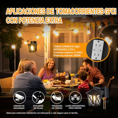 Ehaho Porch Lights with GFCI Outlet Aircraft Grade Aluminum Alloy-Black 1PC - color: Black, size: 1PC