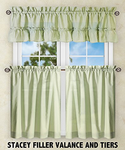 Ellis Curtain Stacey 54-by-13 Inch Ruffled Filler Valance (Sage) - color: Sage