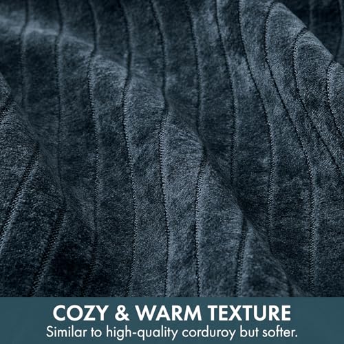 MIULEE Set of 2 Navy Blue Textured Striped Throw Pillow Covers 20x20 Inch - color: Navy Blue, size: 20" x 20" (Pack of 2)