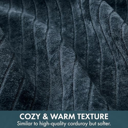 MIULEE Set of 2 Navy Blue Textured Striped Throw Pillow Covers 20x20 Inch - color: Navy Blue, size: 20" x 20" (Pack of 2)
