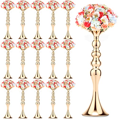 Sadnyy 16 Pcs Gold Metal Flower Vase, 16.9 Inch Wedding Table Centerpiece - color: Gold, size: 16.9 Inch