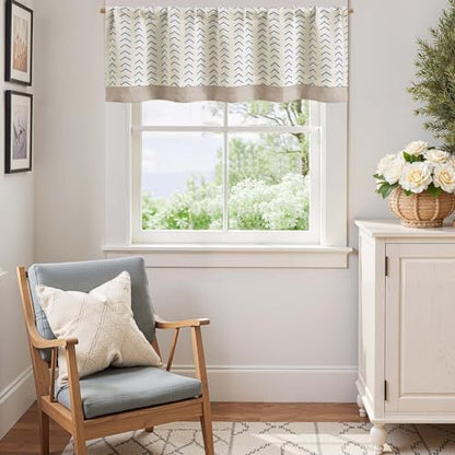 jinchan Arrow Linen Valance 18 Inch Modern Boho 1 Panel Blue on Linen - color: Arrow | Blue on Linen, size: 50"W x 18"L (Pack of 1)