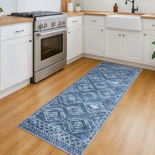 KILOCOCO Washable Runner Rug 2x5 ft Hallway Runners, Stonewashed Blue - color: Stonewashed Blue, size: 2' x 5' (Runner)