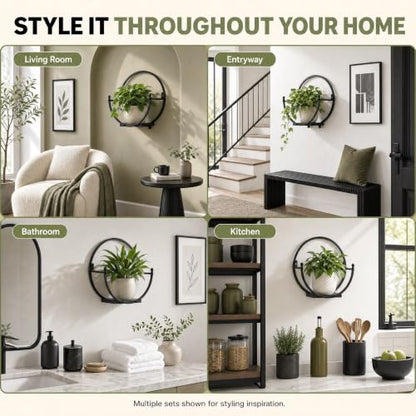Wall Plant Holders for Indoor Plants, Round Mounted Frame, 2 Pack - size: 11 inches x 5.9 inches x 11 inches